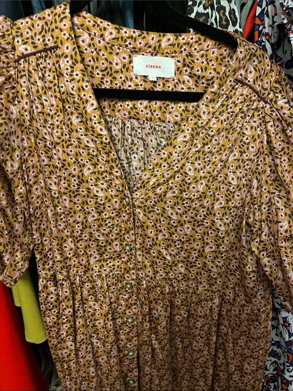 Xirena Floral Midi Dress in Mustard Floral - Picture 3 of 3